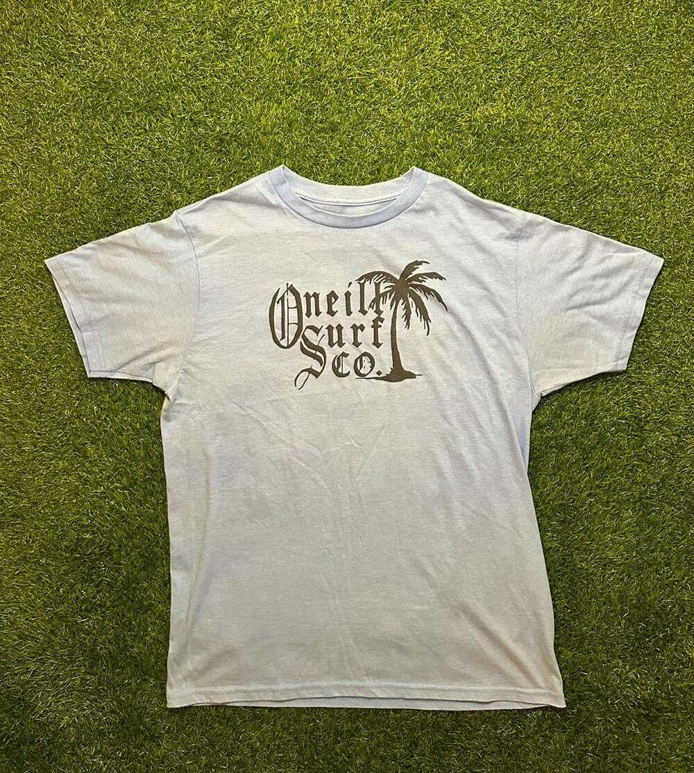 O'Neill Modern Fit Medium Light Blue Surf Co. Palm Tree T-Shirt